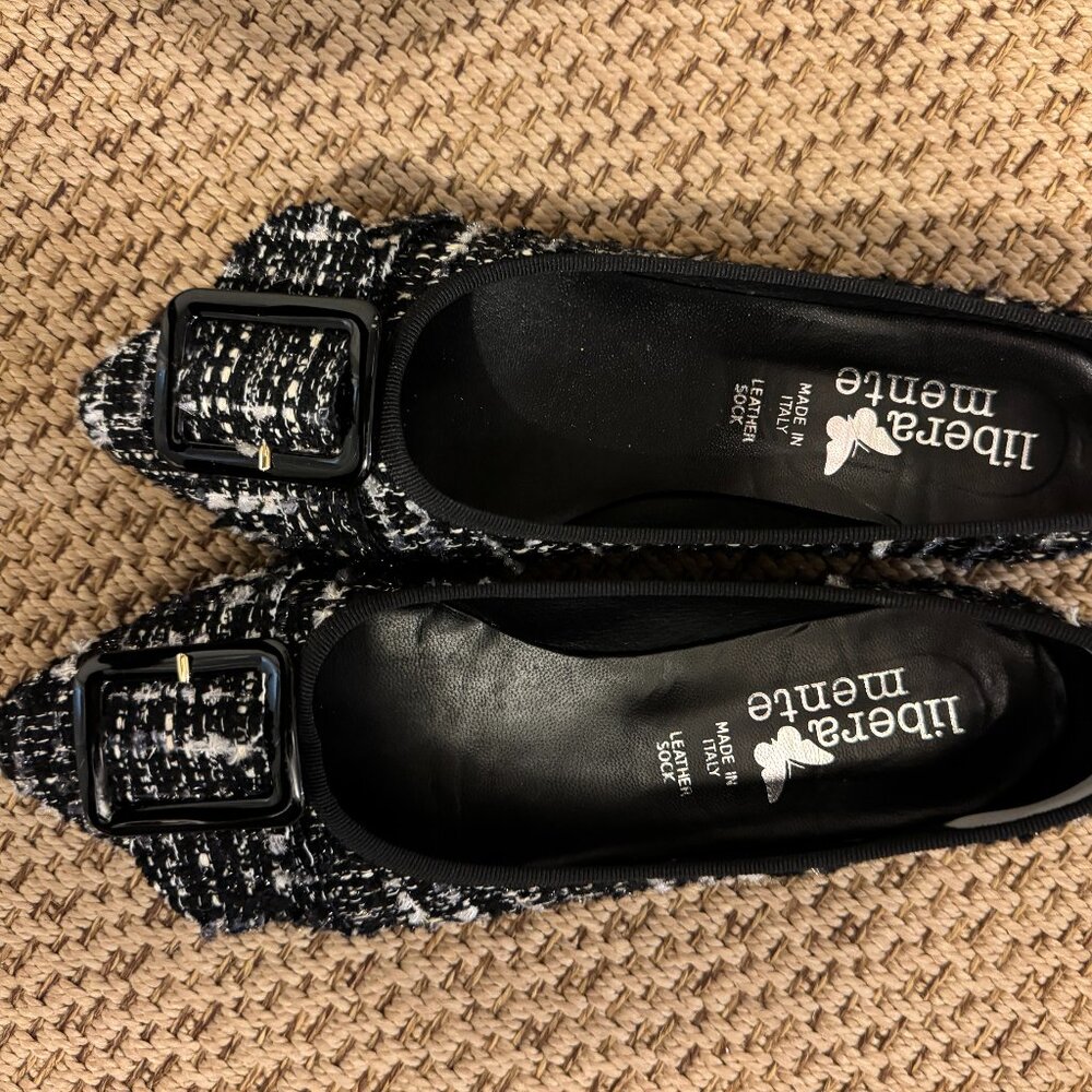 Flats Shoe Black White fabric with leather size 41